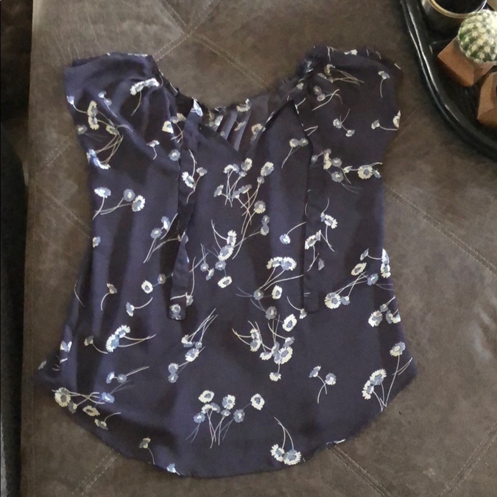 Navy floral blouse